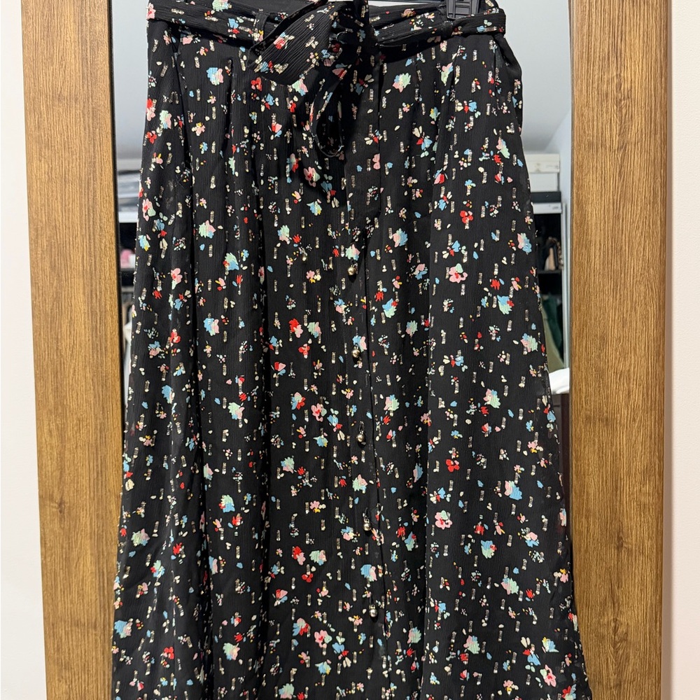 Sezane black midi skirt w tie waist - Picture 5 of 7